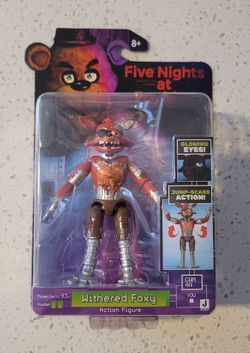 FNAF Five Nights At Freddy's WITHERED FOXY 5" Figure NEW Glowing Eyes Jump Scare