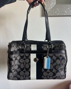 Coach Signature Stripe Satchel Handbag