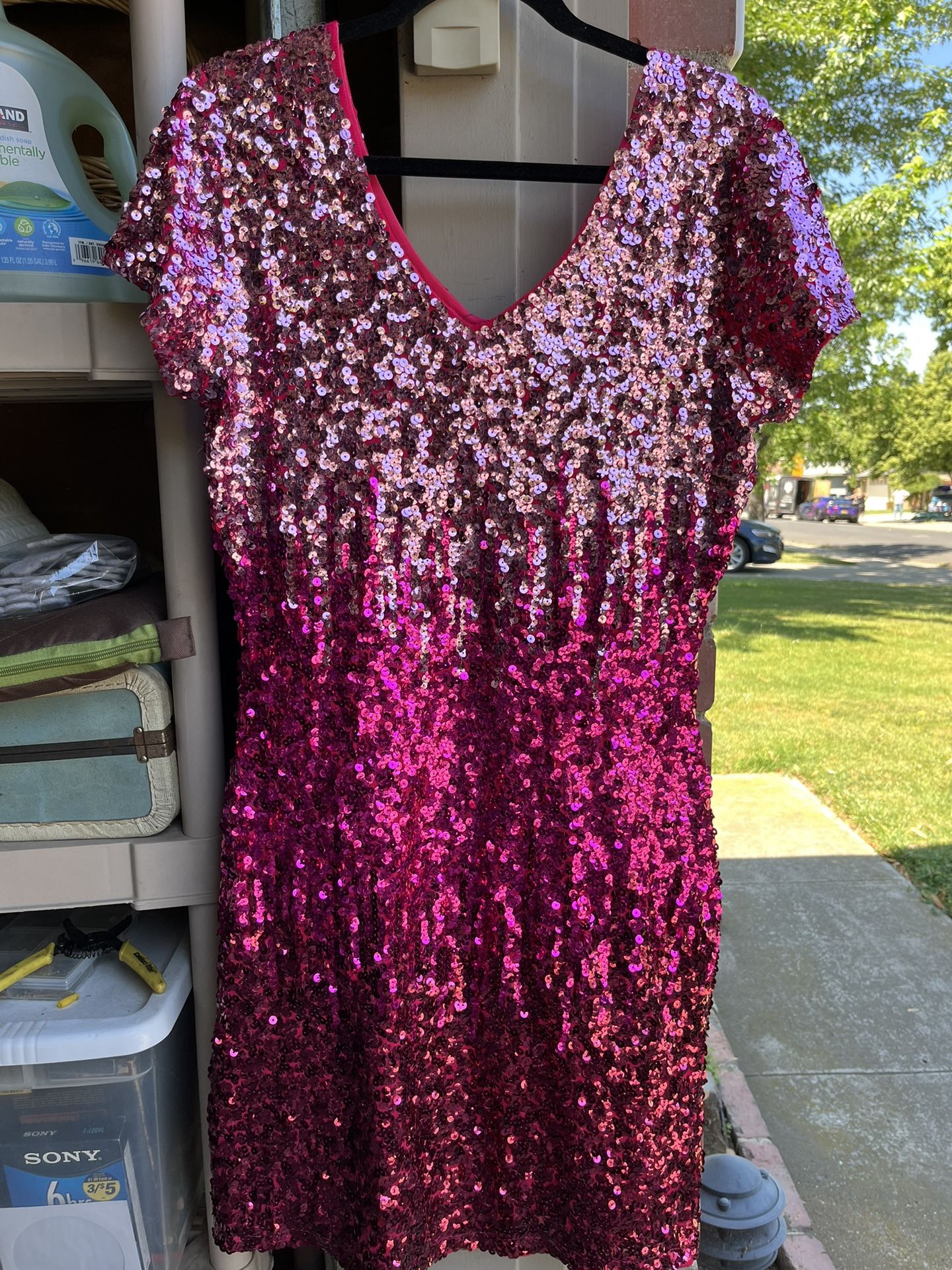 New Sequins Ombré Pink Dress With Tags