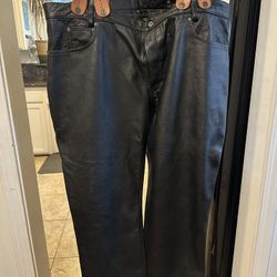 Like New Leather Motorcycle Pants With Suspenders