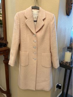 Vintage Banana Republic Women Ivory 100% Wool Textured Bouclé Coat Size XS
