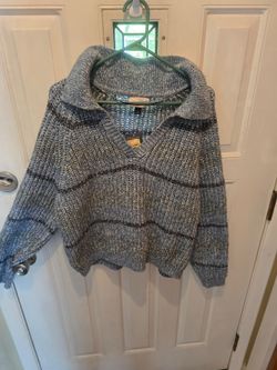 V-Neck Turtleneck Sweater, Universal Thread, Gray Marled V