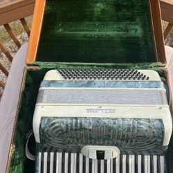 VINTAGE piano Accordion Musical Instrument with Storage Box Case