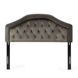 Grey Velvet Headboard Full/Queen