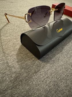 Cartier Men's Signature C Rimless Rectangular Sunglasses Wires