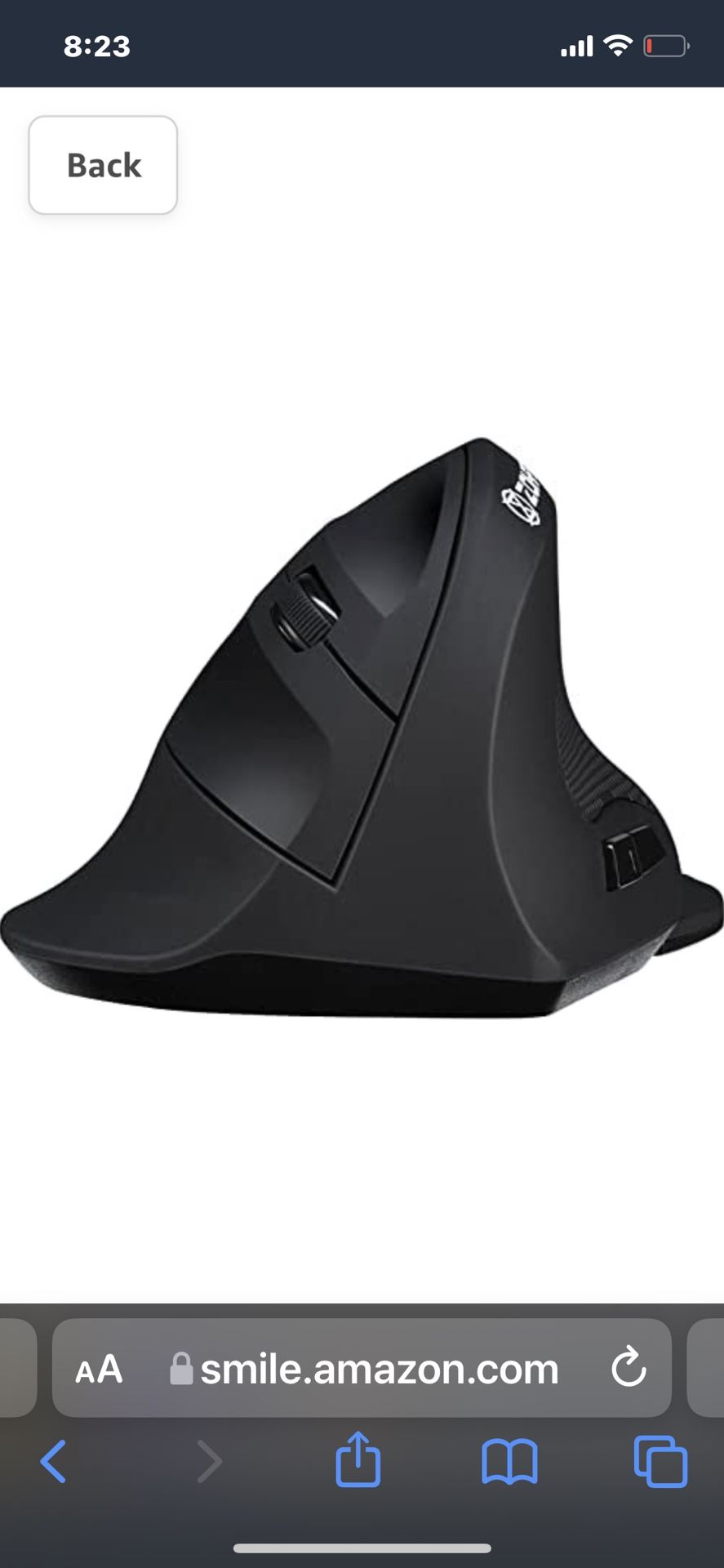 Zohprin E-ONE Ergonomic Mouse, Wireless Vertical Mouse with Wrist Support, Compatible with PC, Laptop or Mac, Right Handed, Black, Z-ONE