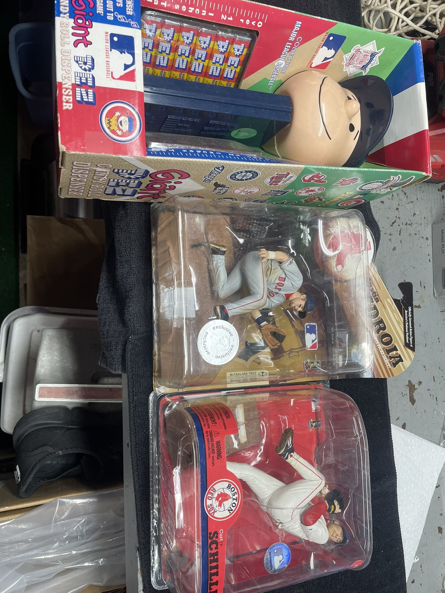 Red Sox Charlie Brown Giant Pezz Dispenser Dustin Pedroia Action Figure And Kurt Schilling Action Figure Still New In The Box