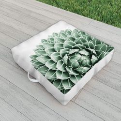 New. Society6 Gale Switzer Succulent Splendour Indoor/Outdoor Yoga Floor Cushion, 26" x 26", Green