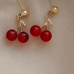 Red Cherry 🍒 Drop Earrings