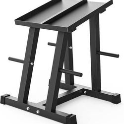 Adjustable Dumbbell Stand with 1 inch Plate Tree, Heavy-Duty Dumbbell Column Rack with 500LB Capacity - Compact Space-Saving Design, Anti-Tip Base 