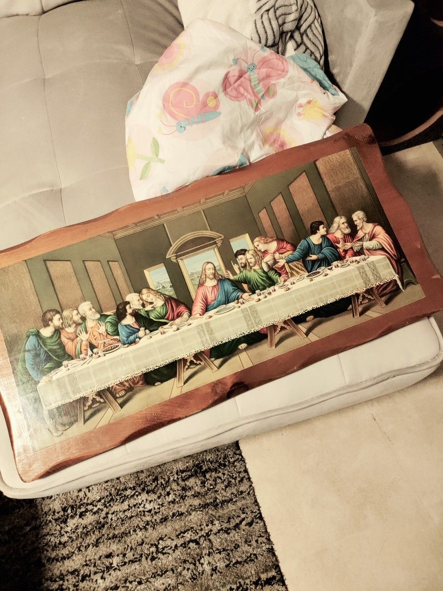 Davincci Last Supper Picture On Real Pine Vintage