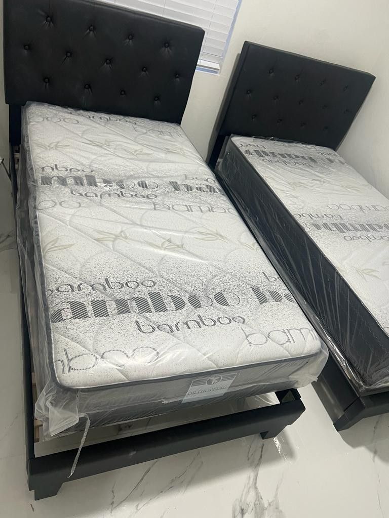 NEW MATTRESS TWIN SIZE PLUSH WITH BOX SPRING 