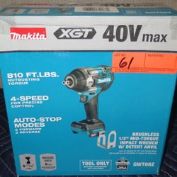 Makita New 1/2” Mid Impact Wrench 40v 810 Ft Lb 
