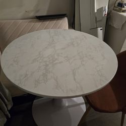 Mid-Century Modern Round Tulip Table & Rose Pink Velvet Chair Set