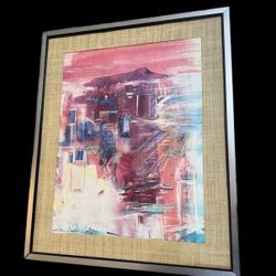 Willy Quine Le Abstract Painting Signed Framed On Wood 26x20