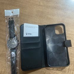 TUCCH Wallet Case for iPhone 15 Plus 6.7"& Wokai Men's Quartz Sports Watch