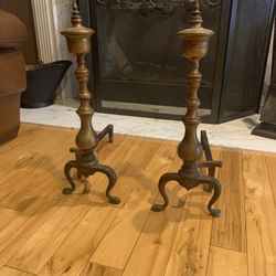 Antique Brass Andirons