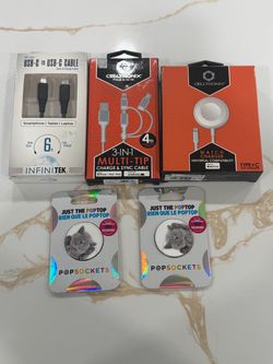Mixed Phone Accessories Bundle – Cables, Charger & PopSockets