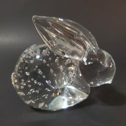 Bubble Glass Bunny Sculpture Paperweight 