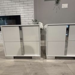 WHITE / SILVER nightstands ✅ Fast Delivery 🚚 