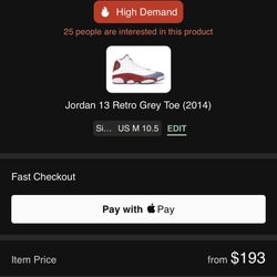 Jordan 13  Retro Grey Toe 