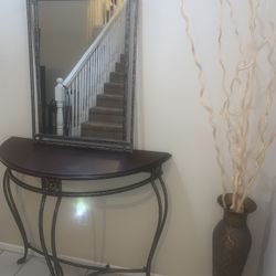 Metal Table & Mirror Set