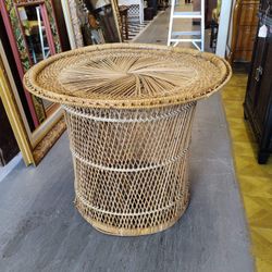 1970's Boho Chic Spun Rattan Coffee Table.