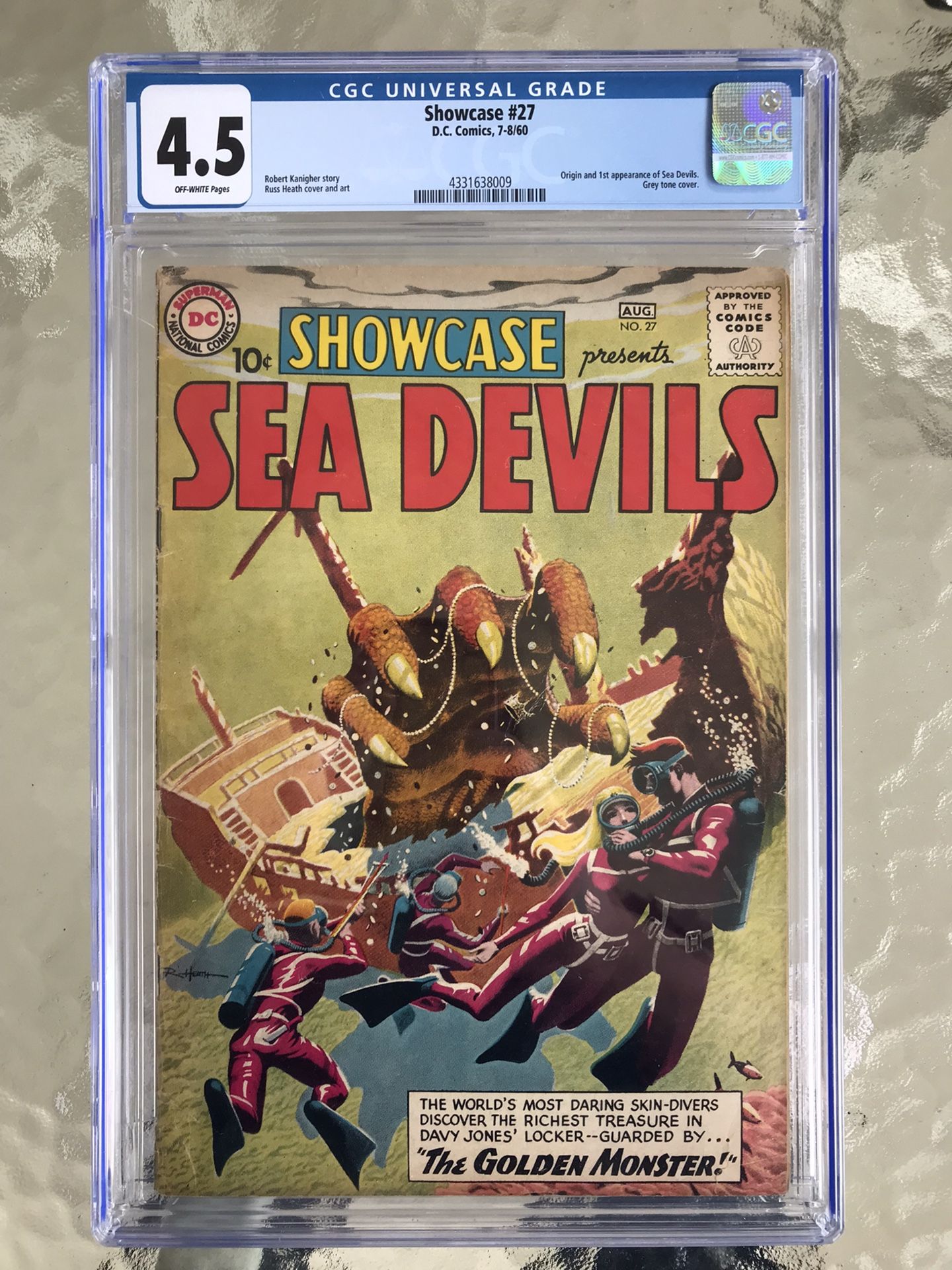 Showcase #27 (1960) CGC 4.5 — 1st Appearance & Origin Sea Devils; Grey Tone Cover