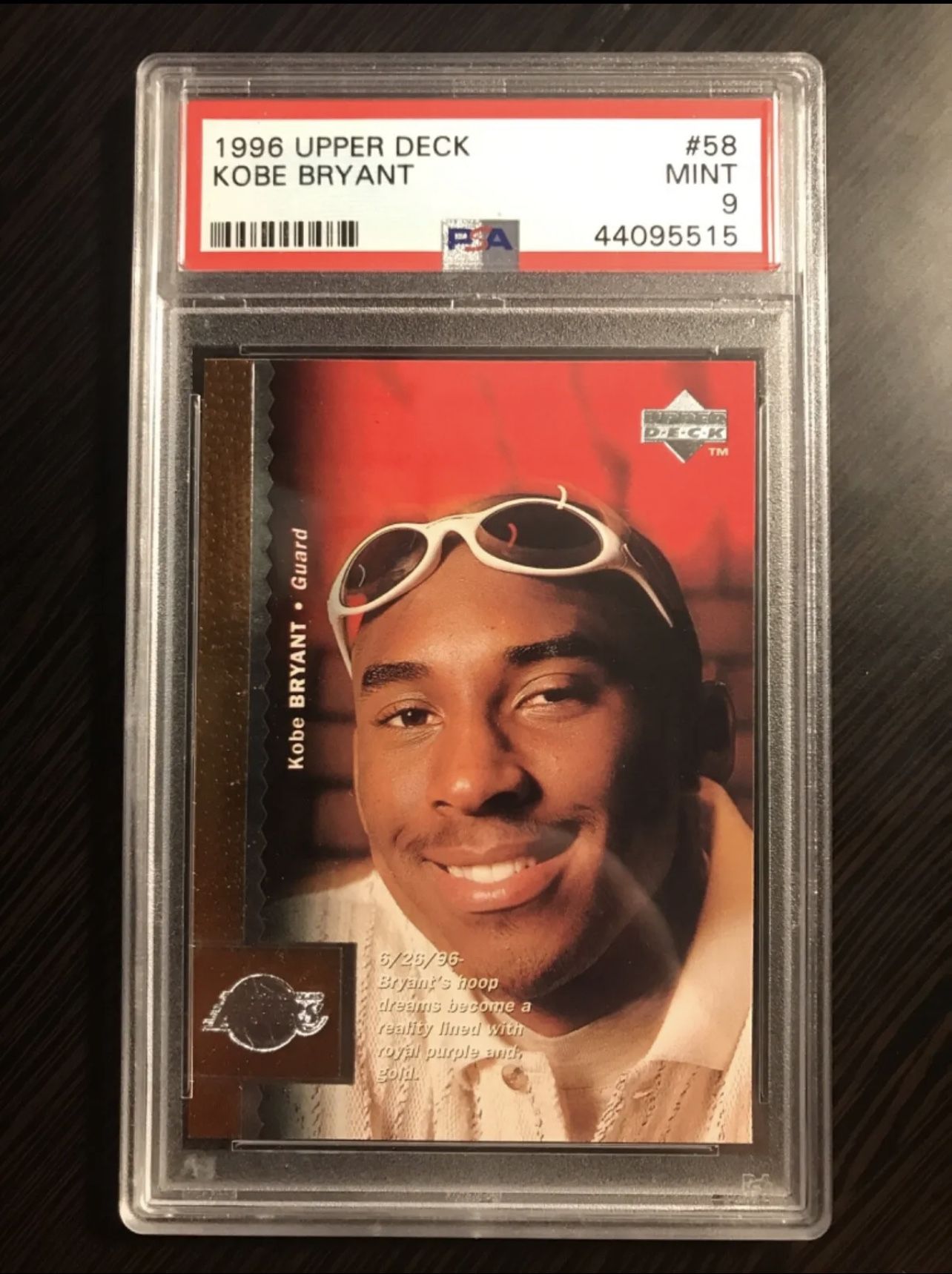 1996 Upper Deck Kobe Bryant Rookie RC PSA 9