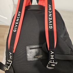 Givenchy Black/Red Logo Strap Nylon and Leather Backpack