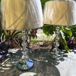 Sagebrook Home Set of 2 Crystal Silver Table Lamps. 