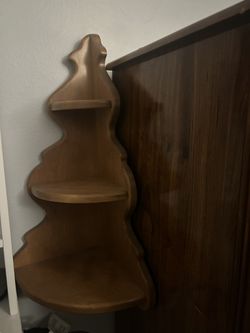 3 tier vintage wooden shelf