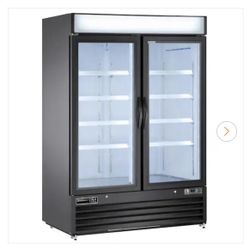V-Series 54 in. 48 cu. ft. Freezer Manual Defrost Upright Freezer in Black Double Glass Door Ice Merchandiser