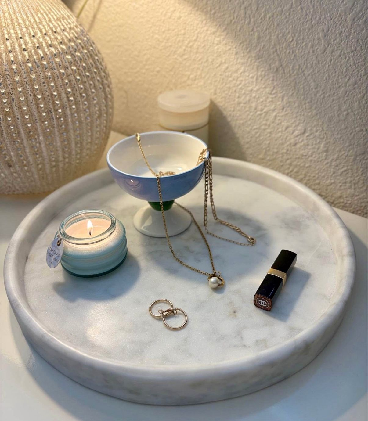 Authentic Real Marble Rimmed Tray