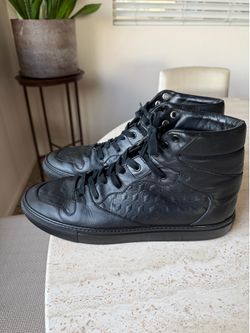 BALENCIAGA Monochrome Black Leather High Luxury  Sneakers  US 10 EUR 43 Mens 🔥