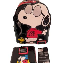Rare Joe Cool Snoopy Lounge, Fly Mini Backpack, And Wallet