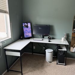 White L Shaped Computer Desk