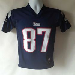 New England Patriots #87 Rob Gronkowski boys blue v-neck jersey size S (8)