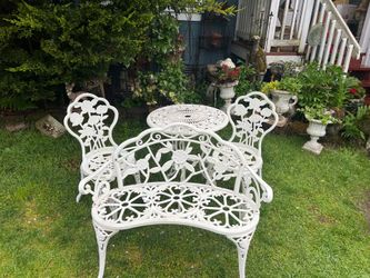 Bistro table and chair set with bench