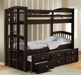 Twin/Twin Bunk Bed w/Trundle & Drawers @Elegant Furniture