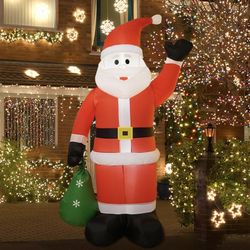 6FT Santa Claus Inflatable Christmas Decoration, Christmas Inflatable Outdoor Decoration with Rotating LED Lights, Suitable for Indoor Outdoor Garden 