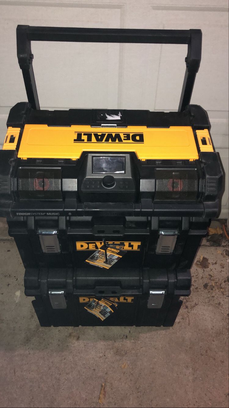 Three piece dewalt tool box and speaker