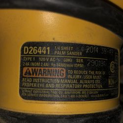 Dewalt palm sander   Corded