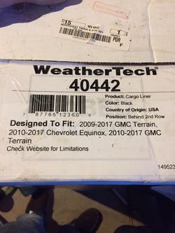 Weather tech Chevy equinox cargo liner