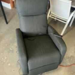 Gray Fabric Standard manual Recliner with lumbar massage remote