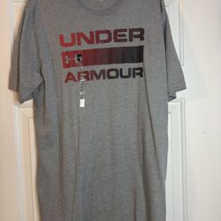 Under Armour Men’s Graphic T-Shirt Gray Red Black Logo