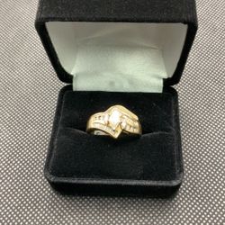  14k Yellow Gold Marquise & Baguette Diamond Engagement Ring - 1.4ctw