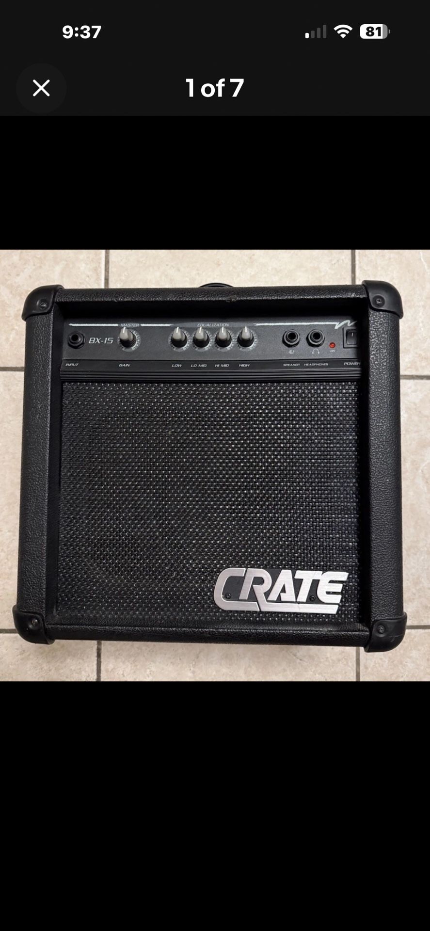 Crate BX-15 Guitar Amplifier Electric Bass Amp Combo Practice Black Loud Gain
