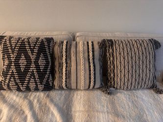 Set of 3 Boho Textured Throw Pillows