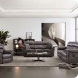 3 PIECE SOFA GLIDER RECLINER COUCH LOVE-SEAT CHAIR PILLOW TOP ARMS DARK GRAY